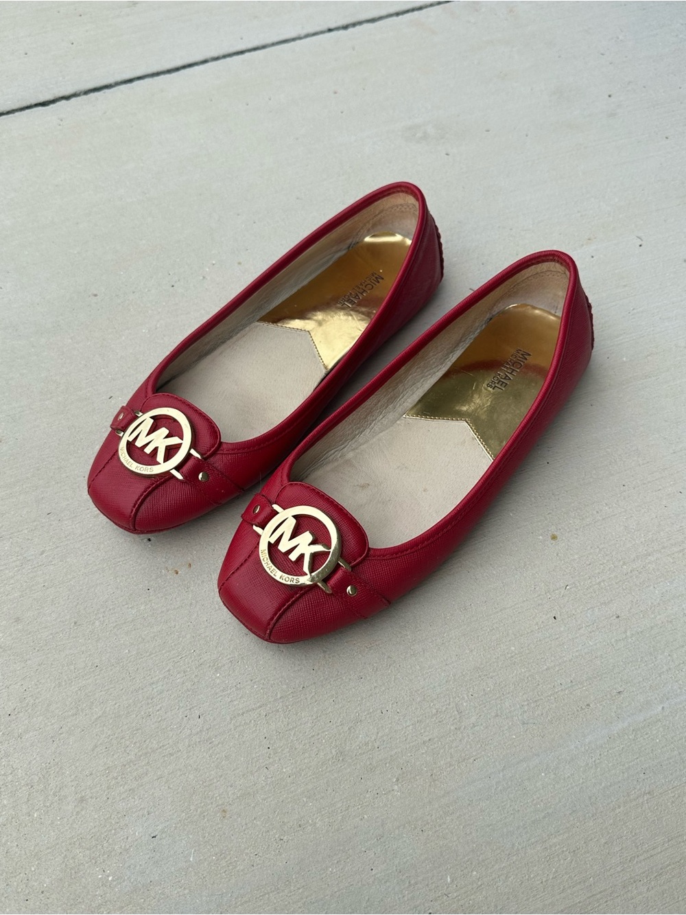 Michael Kors Women's Red MK Logo Ballet Flats 7.5 - Picture 2 of 9